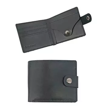 Портмоне мужское Bagsland на кнопке, отдел для купюр, карт, монет, чёрное