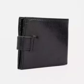 Портмоне на кнопке, для купюр, для карт, для монет, цвет чёрный