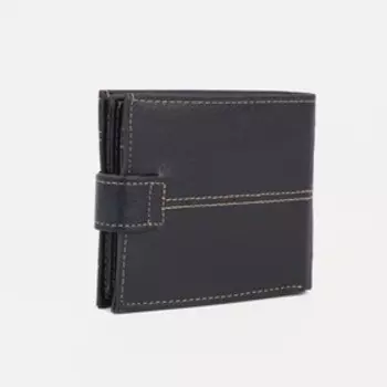 Портмоне мужское на кнопке, отдел для купюр, для карт, для монет, цвет чёрный