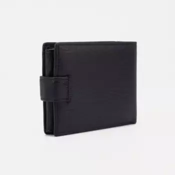 Портмоне на кнопке, для купюр, для карт, для монет, цвет чёрный