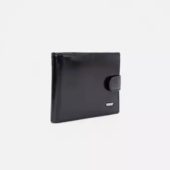 Портмоне на кнопке, для купюр, для карт, для монет, цвет чёрный