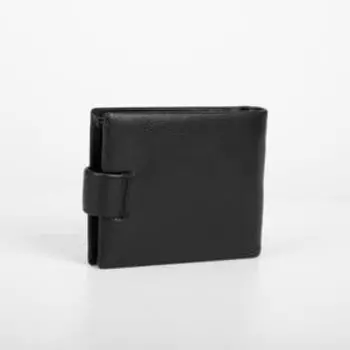 Портмоне на кнопке, для купюр, для карт, для монет, цвет чёрный