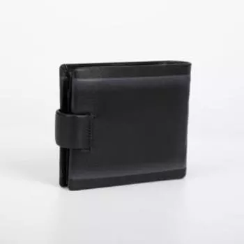 Портмоне на кнопке, для купюр, для карт, для монет, цвет чёрный