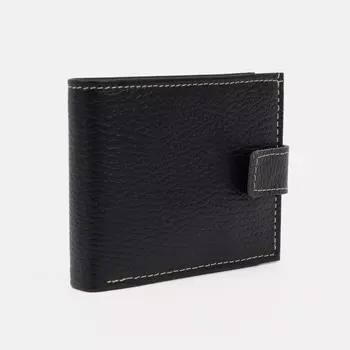 Портмоне мужское на кнопке, для купюр, для карт, для монет, цвет коричневый