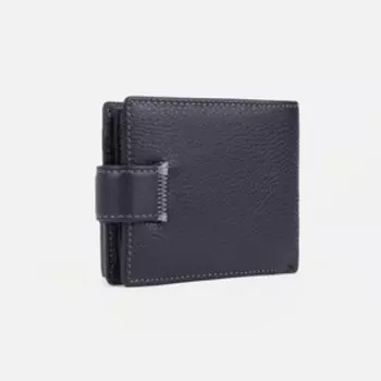 Портмоне на кнопке, для купюр, для карт, для монет, цвет чёрный