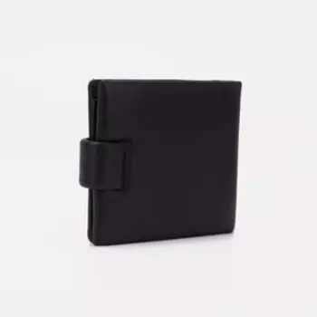 Портмоне на кнопке, для купюр, для карт, для монет, цвет чёрный