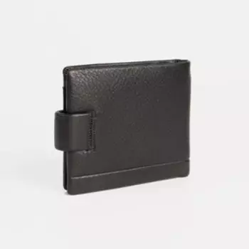 Портмоне на кнопке, для купюр, для карт, для монет, цвет чёрный