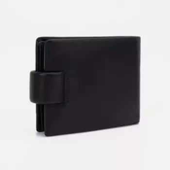 Портмоне на кнопке, для купюр, для карт, для монет, цвет чёрный
