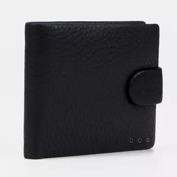 Портмоне на кнопке, для купюр, для карт, для монет, цвет чёрный