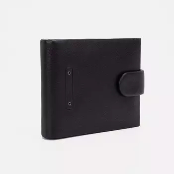 Портмоне мужское на кнопке, для купюр, для карт, для монет, цвет чёрный