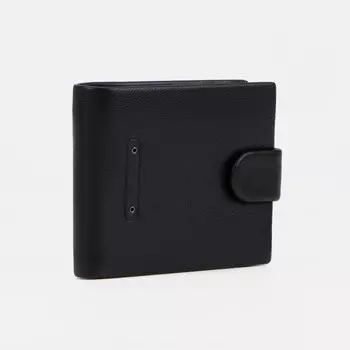 Портмоне мужское на кнопке, для купюр, для карт, для монет, цвет чёрный