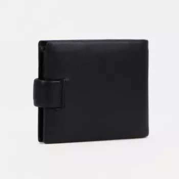 Портмоне на кнопке, для купюр, для карт, для монет, цвет чёрный