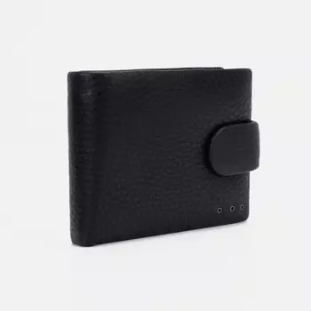 Портмоне на кнопке, для купюр, для карт, для монет, цвет чёрный