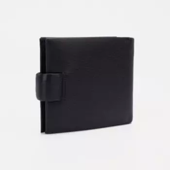 Портмоне на кнопке, для купюр, для карт, для монет, цвет чёрный