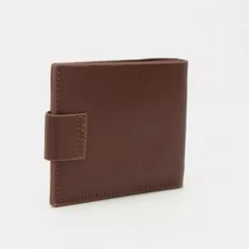 Портмоне на кнопке, для купюр, для карт, для монет, цвет коричневый