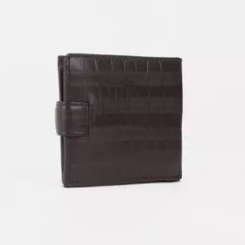 Портмоне мужское на кнопке, для купюр, для карт, для монет, цвет коричневый