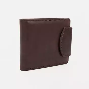 Портмоне на кнопке, для купюр, для карт, для монет, цвет коричневый