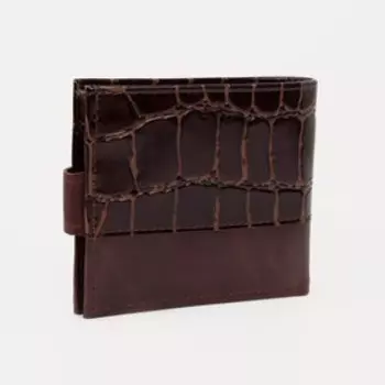 Портмоне на кнопке, для купюр, для карт, для монет, цвет коричневый