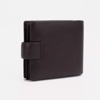 Портмоне мужское на кнопке, для купюр, для карт, для монет, цвет коричневый