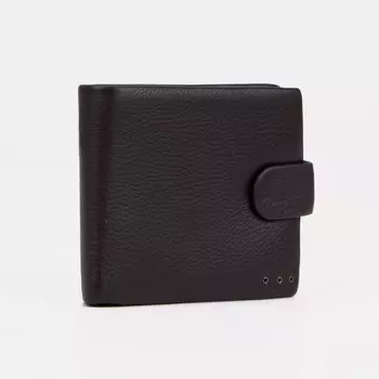 Портмоне мужское на кнопке, для купюр, для карт, для монет, цвет чёрный