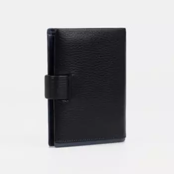Портмоне мужское на кнопке для автодокументов и паспорта, цвет чёрный