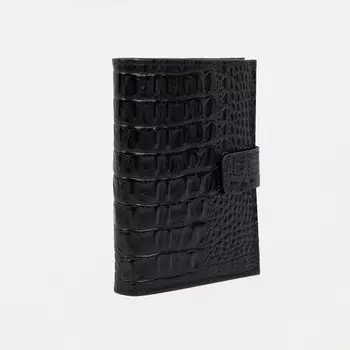 Портмоне мужское на кнопке 3 в 1 для автодокументов и паспорта, для карт, для монет, цвет чёрный