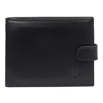 Портмоне на кнопке, отдел для карт(7)/монет/купюр, цвет черный 12,5х10х2см