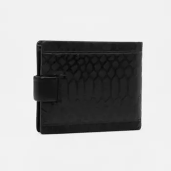 Портмоне на кнопке, для купюр, для карт, для монет, цвет чёрный