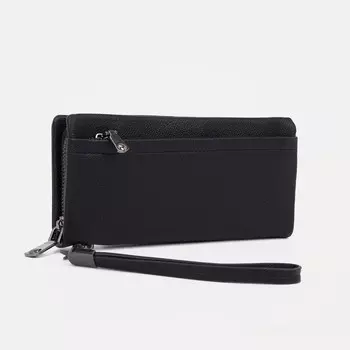 Портмоне на молнии, цвет чёрный