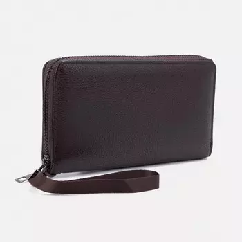 Портмоне мужское на молнии, отдел для купюр, для карт, для монет, цвет коричневый