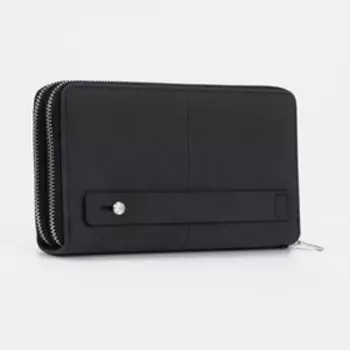 Портмоне на молниях, с ручкой, цвет чёрный
