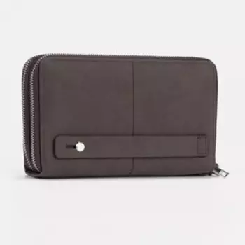 Портмоне на молниях, с ручкой, цвет коричневый