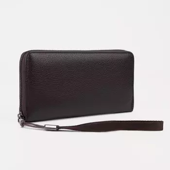 Портмоне мужское на молнии, отдел для купюр, для карт, для монет, цвет коричневый