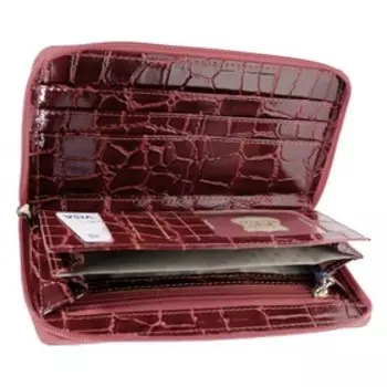 Портмоне женское, 2 отдела для купюр, для монет, для кредитных карт, цвет бордовый