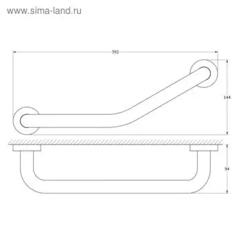 Поручень изогнутый d=25 мм х 39 см, хром, ARTWELLE