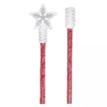 Посох разборный звезда белая, жаккард красный