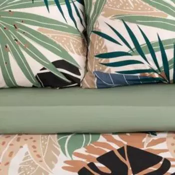 Постельное бельё евро «Этель» Colored tropics (вид 2), поплин
