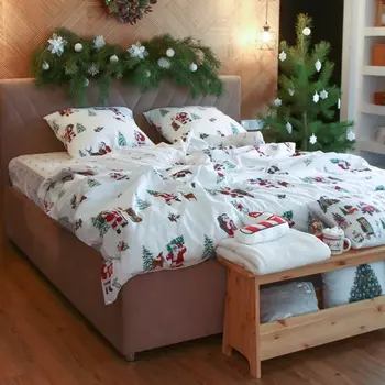 Постельное бельё евро «Этель. Новогодний лес», поплин