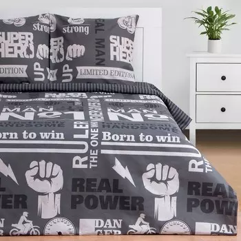 Постельное бельё евро «Этель» Super man, бязь