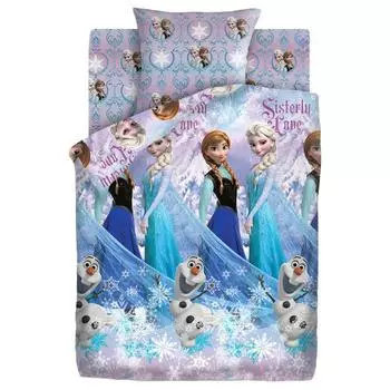 Постельное бельё 1.5 Холодное сердце Сёстры и Олаф 143х215, 150х214, 50х70 см, бязь 120 гм хлопок 100%