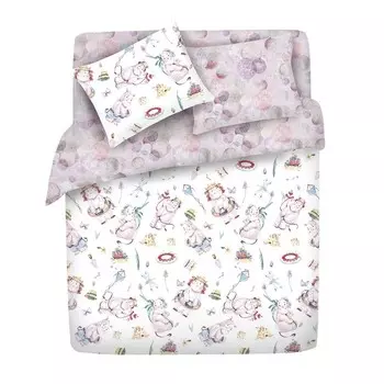 Постельное бельё 1.5 сп «Бегемотики», размер 145х210 см, 145х210 см, 50х70 см