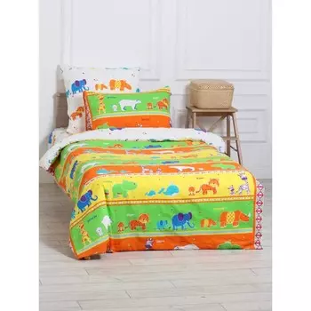 Постельное бельё 1.5 сп «Зоопарк», размер 145х210 см, 145х210 см, 50х70 см