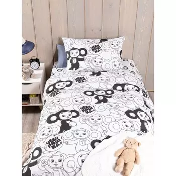 Постельное бельё 1.5 сп «Чебурашка Чеба», размер 145х215 см, 145х215 см, 70х70 см