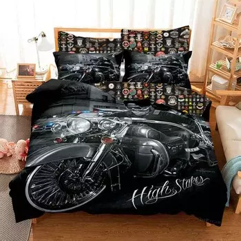 Постельное бельё 1.5 сп «Байкеры», размер 150x215 см, 150x215 см, 50x70 см - 2 шт