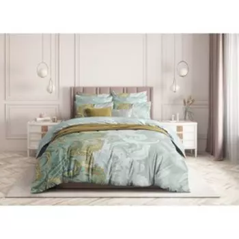 Постельное бельё 1.5 сп Esmeralda, размер 150х214 см, 143х215 см, 70х70 - 2 шт., цвет зелёный