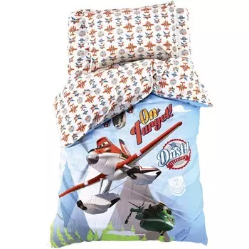 Постельное бельё 1,5 сп «Самолеты» 143х215 см, 150х214 см, 70х70 см -1 шт, 100% хлопок, поплин 125 г/м2