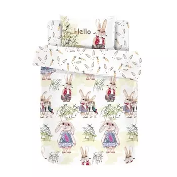 Постельное бельё 1.5 сп «Зайки», размер 145х210 см, 145х210 см, 50х70 см