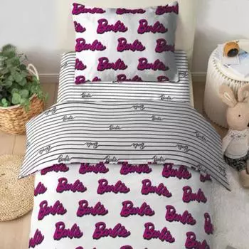 Постельное бельё 1,5сп Barbie белоземельный 145х215, 150х215, 70х70 см-1шт