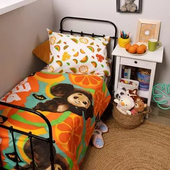 Постельное бельё 1.5-спальное «Ночь нежна. Чебурашка апельсиновый друг», поплин