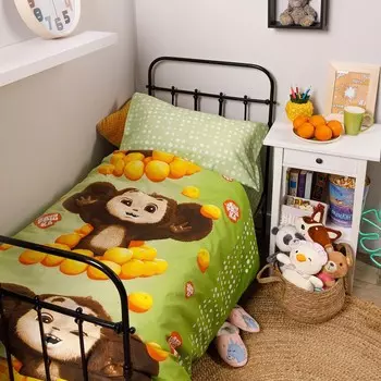 Постельное бельё 1.5-спальное «Ночь нежна. Чебурашка апельчиновый рай», поплин